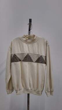 Vintage 90s Imprints Sport's Sweatshirt - Cream Geometric Colorblock - Medium